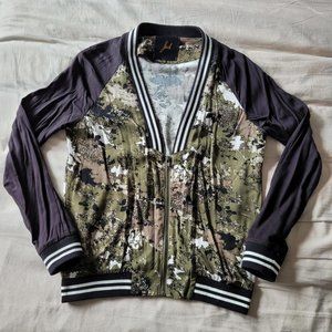 NWOT Camo/Black Rayon Bomber Jacket (XS)